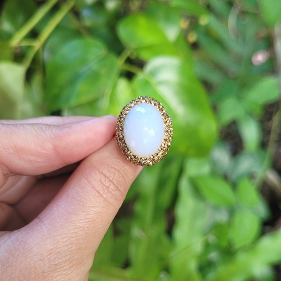 Zeyzey Faceted Opaque Moonstone🌙 Statement Ring - Picture 13 of 15